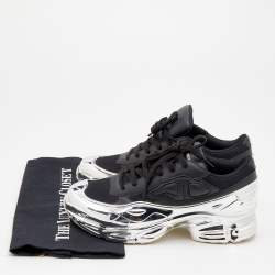 Adidas By Raf Simons Black/Silver Mesh And Leather Ozweego Core Sneakers Size 39