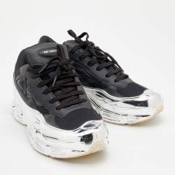 Adidas By Raf Simons Black/Silver Mesh And Leather Ozweego Core Sneakers Size 39