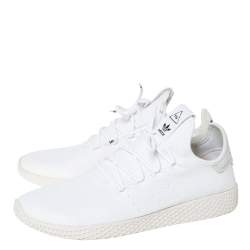 Pharrell Williams x Adidas White Cotton Knit PW Tennis Hu Sneakers Size 46