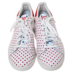 Pre Owned Adidas Pharrell Williams Stan Smith SPD White/Red Polka Dot Leather Sneakers Size 46.5