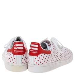 Pre Owned Adidas Pharrell Williams Stan Smith SPD White/Red Polka Dot Leather Sneakers Size 46.5
