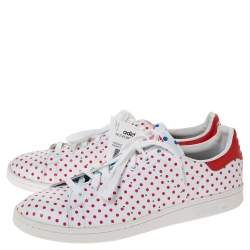 Pre Owned Adidas Pharrell Williams Stan Smith SPD White/Red Polka Dot Leather Sneakers Size 46.5