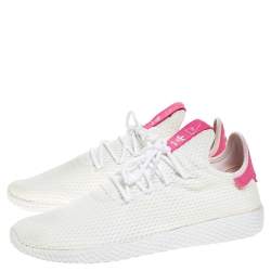 Pre Owned Pharrell Williams x Adidas White Cotton Knit PW Tennis Hu Sneakers Size 46