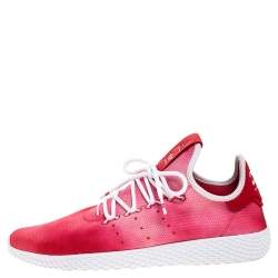 Pre Owned Pharrell Williams x Adidas Red Cotton Knit PW Tennis Hu Sneakers Size 46