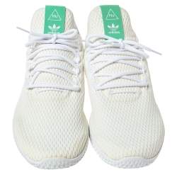 Pre Owned Pharrell Williams x Adidas White/Green Cotton Knit PW Tennis Hu Sneakers Size 46
