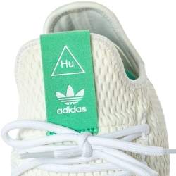 Pre Owned Pharrell Williams x Adidas White/Green Cotton Knit PW Tennis Hu Sneakers Size 46