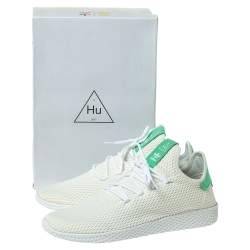Pre Owned Pharrell Williams x Adidas White/Green Cotton Knit PW Tennis Hu Sneakers Size 46