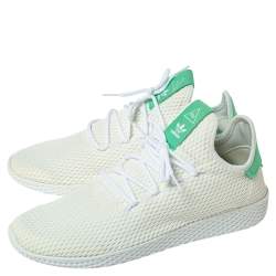Pre Owned Pharrell Williams x Adidas White/Green Cotton Knit PW Tennis Hu Sneakers Size 46