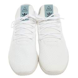 Pre Owned Pharrell Williams x Adidas White Cotton Knit PW Tennis Hu Sneakers Size 46