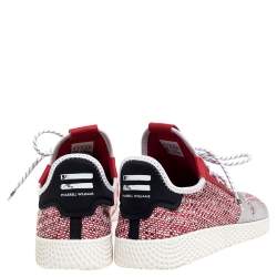 Pharrell Williams x Adidas Red/White Knit Fabric Solar Hu Sneakers Size 46