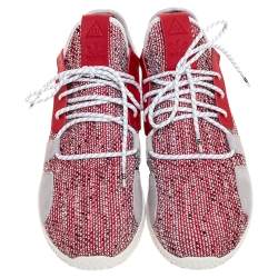 Pharrell Williams x Adidas Red/White Knit Fabric Solar Hu Sneakers Size 46