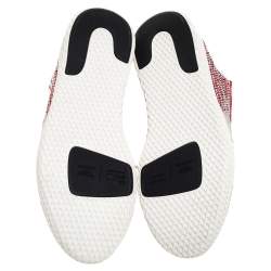 Pharrell Williams x Adidas Red/White Knit Fabric Solar Hu Sneakers Size 46