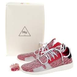 Pharrell Williams x Adidas Red/White Knit Fabric Solar Hu Sneakers Size 46