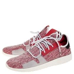 Pharrell Williams x Adidas Red/White Knit Fabric Solar Hu Sneakers Size 46