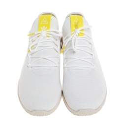 Adidas White Cotton Knit Pharrell Williams Tennis Hu Sneakers Size 46