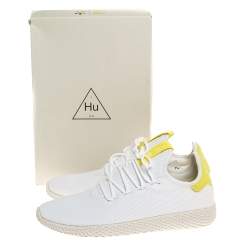 Adidas White Cotton Knit Pharrell Williams Tennis Hu Sneakers Size 46