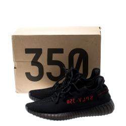 Pre Owned Adidas Yeezy Boost 350 V2 Black Red Sneakers Size EU 36 2/3 US 4.5