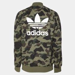 Adidas x BAPE Green Camo Stretch Knit Logo Printed Hoodie S