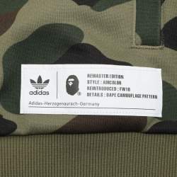 Adidas x BAPE Green Camo Stretch Knit Logo Printed Hoodie S