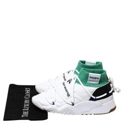Adidas Originals by Alexander Wang White/Green Leather And Knit Fabric Puffer Trainer High-Top Sneakers Size 42