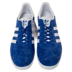 Adidas Blue/White Suede And Leather Gazelle Sneakers Size 46.5