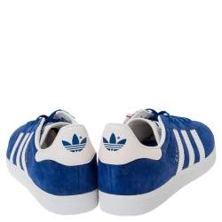 Adidas Blue/White Suede And Leather Gazelle Sneakers Size 46.5