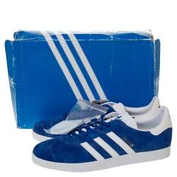 Adidas Blue/White Suede And Leather Gazelle Sneakers Size 46.5