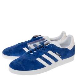 Adidas Blue/White Suede And Leather Gazelle Sneakers Size 46.5