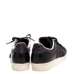 Pre Owned Adidas Black Leather Superstar 80s Sneakers Size 42