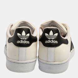 Adidas White/Black Leather And Rubber Cap Toe Superstar Low Top Sneakers Size 42 2/3