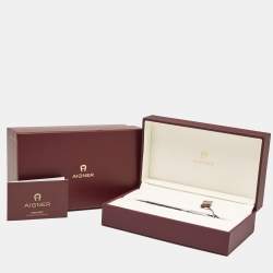 Aigner Black Textured Composite Silver Tone Ballpoint Pen