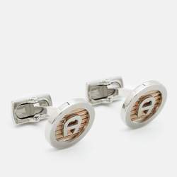 Aigner Logo Two Tone Metal Cufflinks