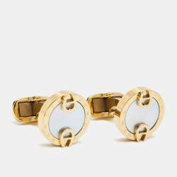 Aigner Mother of Pearl Gold Tone Cufflinks