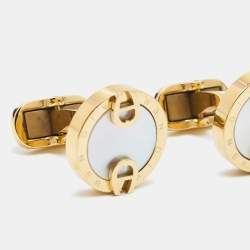 Aigner Mother of Pearl Gold Tone Cufflinks