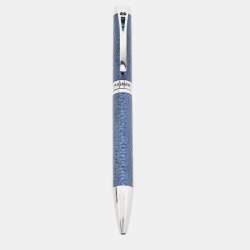 Pre Owned Aigner Blue Textured Resin Silver Tone Ball Point Pen