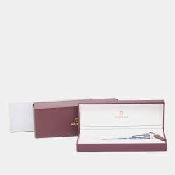 Pre Owned Aigner Blue Textured Resin Silver Tone Ball Point Pen