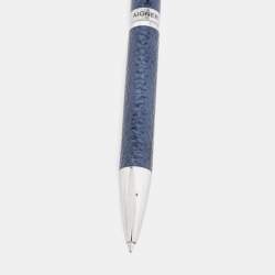 Pre Owned Aigner Blue Textured Resin Silver Tone Ball Point Pen