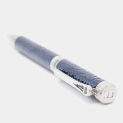 Pre Owned Aigner Blue Textured Resin Silver Tone Ball Point Pen