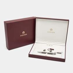 Aigner Metallic Grey Ballpoint Pen and Cufflinks Set