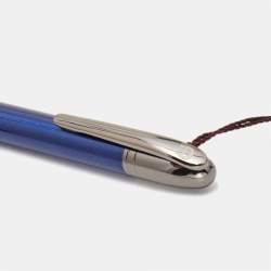 Pre Owned Aigner Blue Lacquer Gunmetal Tone Ballpoint Pen