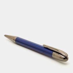 Pre Owned Aigner Blue Lacquer Gunmetal Tone Ballpoint Pen