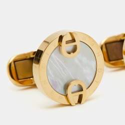 Aigner Mother of Pearl Gold Tone Cufflinks