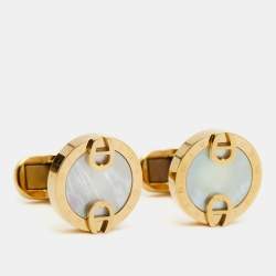 Aigner Mother of Pearl Gold Tone Cufflinks