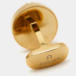 Aigner Mother of Pearl Gold Tone Cufflinks