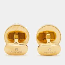 Aigner Mother of Pearl Gold Tone Cufflinks