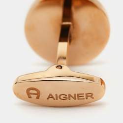 Aigner  Enamel Gold Tone Cufflinks