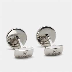 Aigner Oseo Carbon Fiber Silver Tone Cufflinks