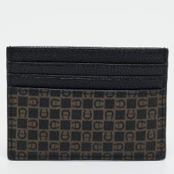 Aigner Black/Brown Monogram Coated Canvas and Leather Card Holder