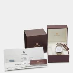 Pre Owned Aigner Blue Stainless Steel Treviso A44100 Men's Wristwatch 42 mm 