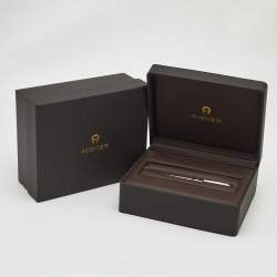 Pre Owned Aigner Logo Resin Silver Tone Ballpoint
